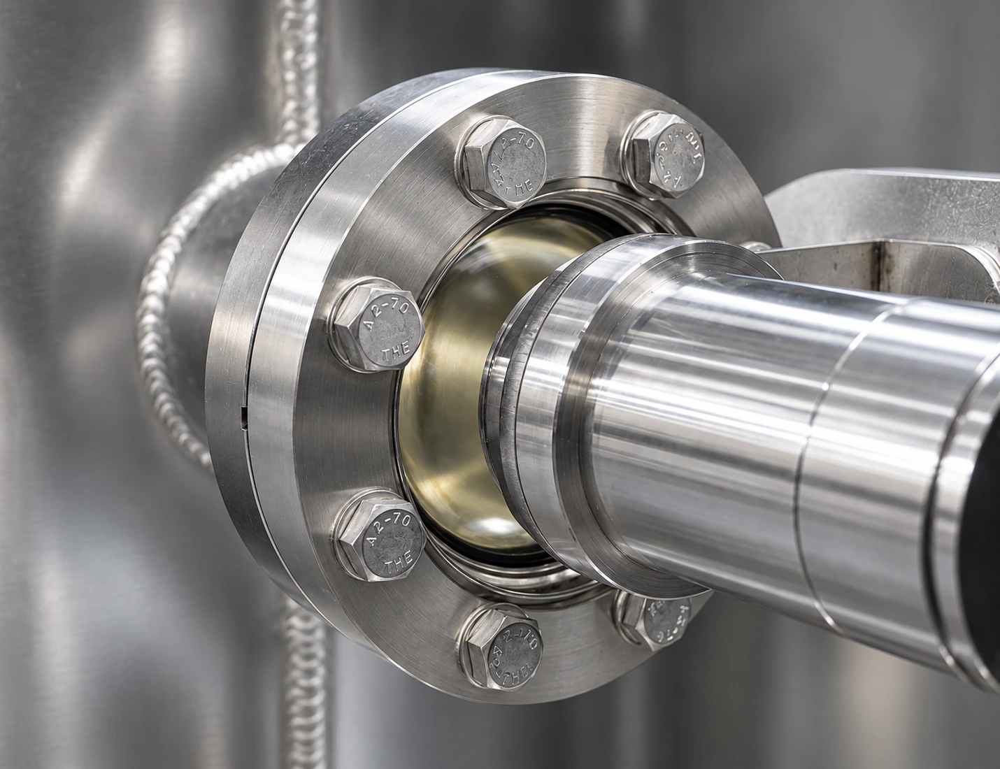 Close-up of the pyrometer aimed at the glass viewport in Aeramine’s vacuum chamber flange
